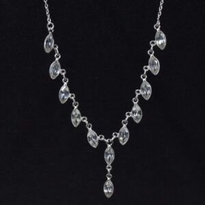 Marquise White Topaz Necklace: 925 Sterling Silver Chain, Handmade