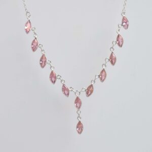 Pink Topaz Necklace: 925 Sterling Silver Chain, November Birthstone