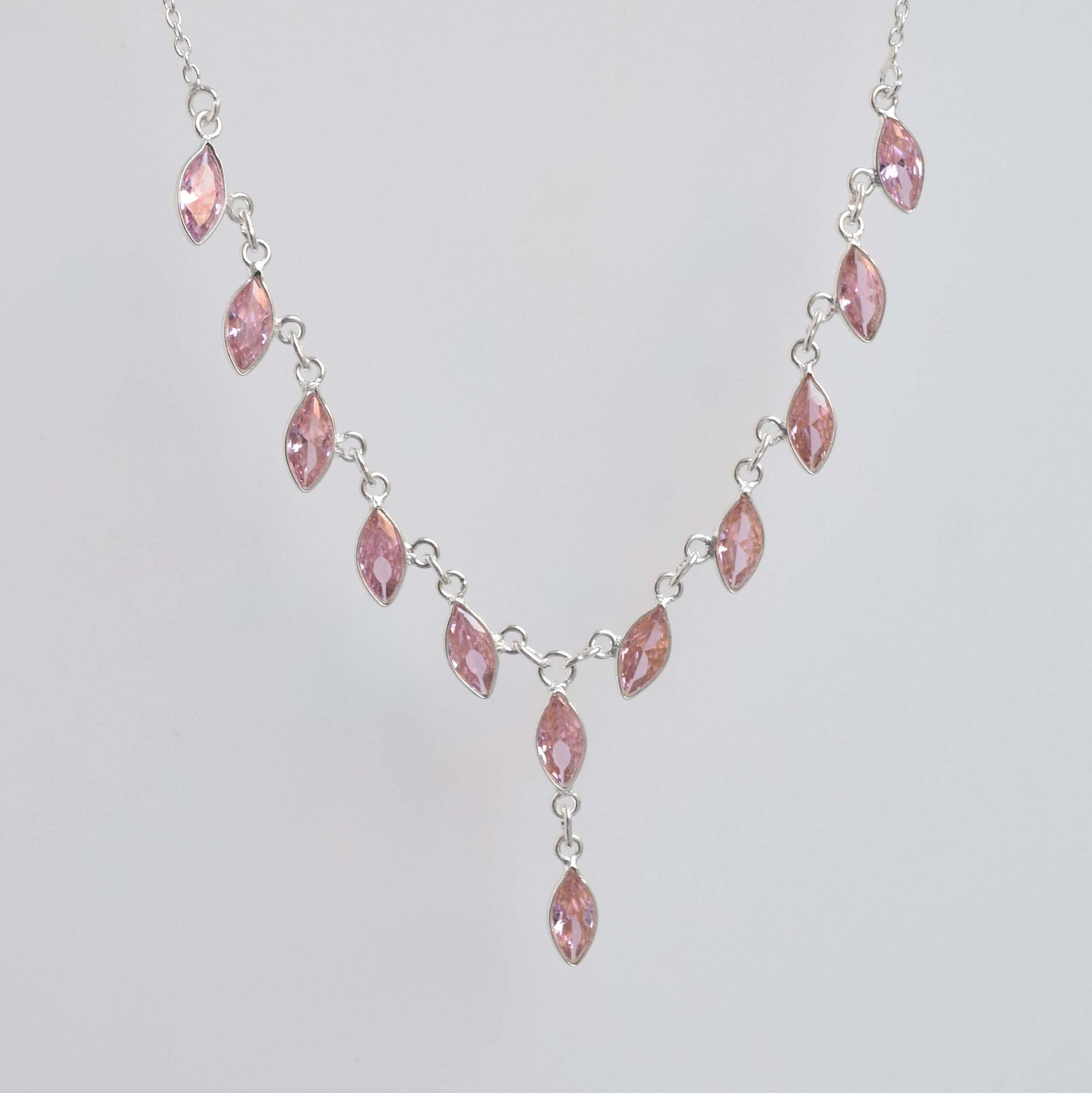 Pink Topaz Necklace: 925 Sterling Silver Chain, November Birthstone Pink Topaz Necklace: 925 Sterling Silver Chain, November Birthstone