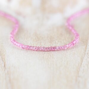 Pink Topaz Beaded Necklace, Sterling Silver, Yellow Or Rose Gold Filled Faceted Gemstone Choker