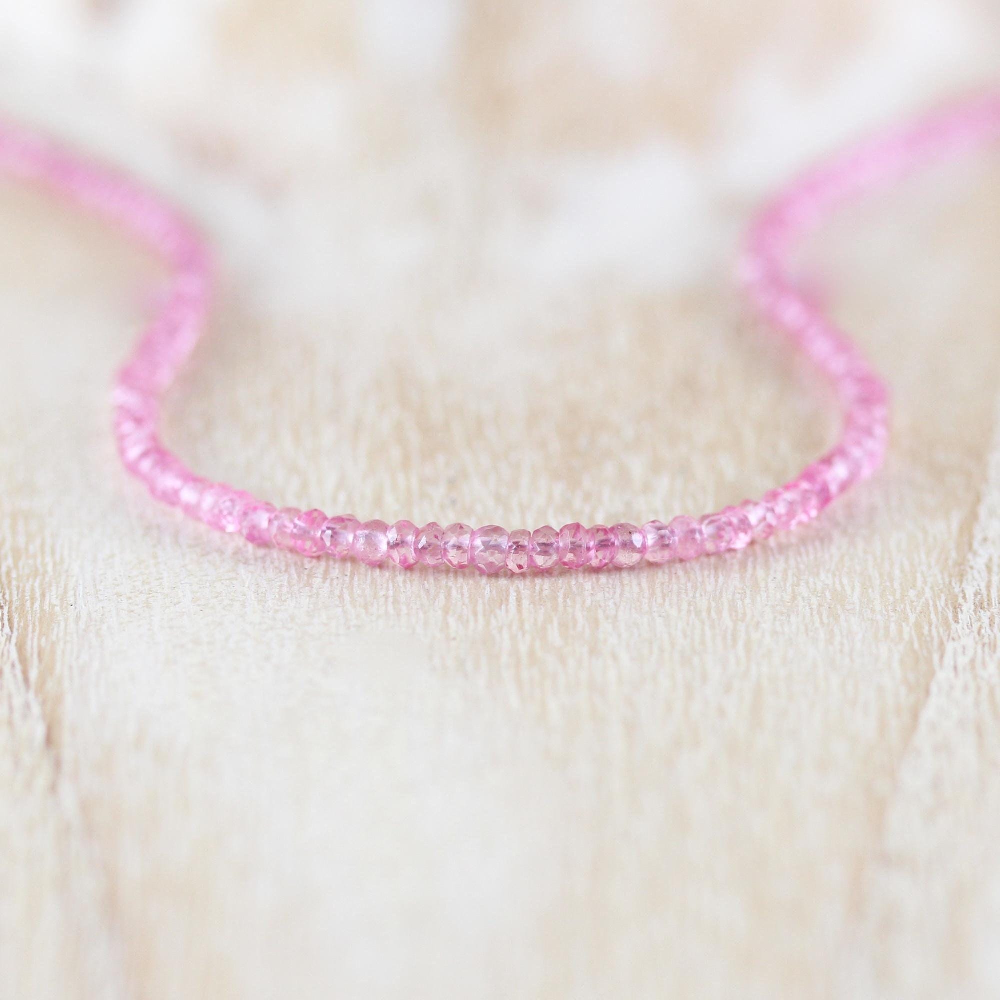 Pink Topaz Beaded Necklace, Sterling Silver, Yellow Or Rose Gold Filled Faceted Gemstone Choker Pink Topaz Beaded Necklace, Sterling Silver, Yellow Or Rose Gold Filled Faceted Gemstone Choker