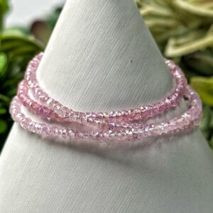 Pink Topaz Faceted Necklace | 16 In | - #1 (polished Crystal Necklace, Healing Stone Jewelry)