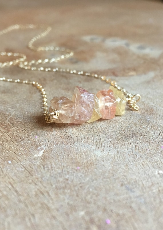 Raw Imperial Topaz Necklace: Sterling Silver, November Birthstone