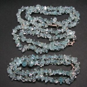 Set Of Three Natural Sky Blue Topaz Free Form Bead Necklace From Brazil - 18'' Each