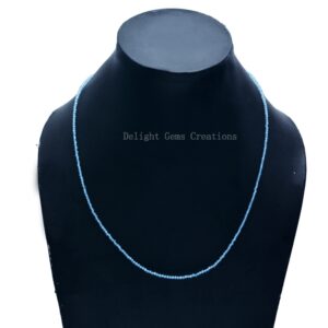 Sky Blue Topaz Beaded Necklace, 2mm Micro Faceted Gemstone