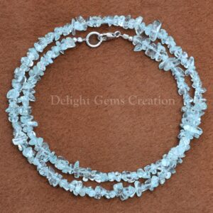 Sky Blue Topaz Chip Necklace, Beaded Nugget Jewelry