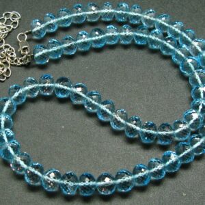 Soft And Gentle!! Natural Sky Blue Topaz Faceted Rondelle Gemstone Bead Necklace From Brazil - 17"