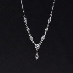 White Topaz Necklace: 925 Sterling Silver Chain, Handmade Jewelry
