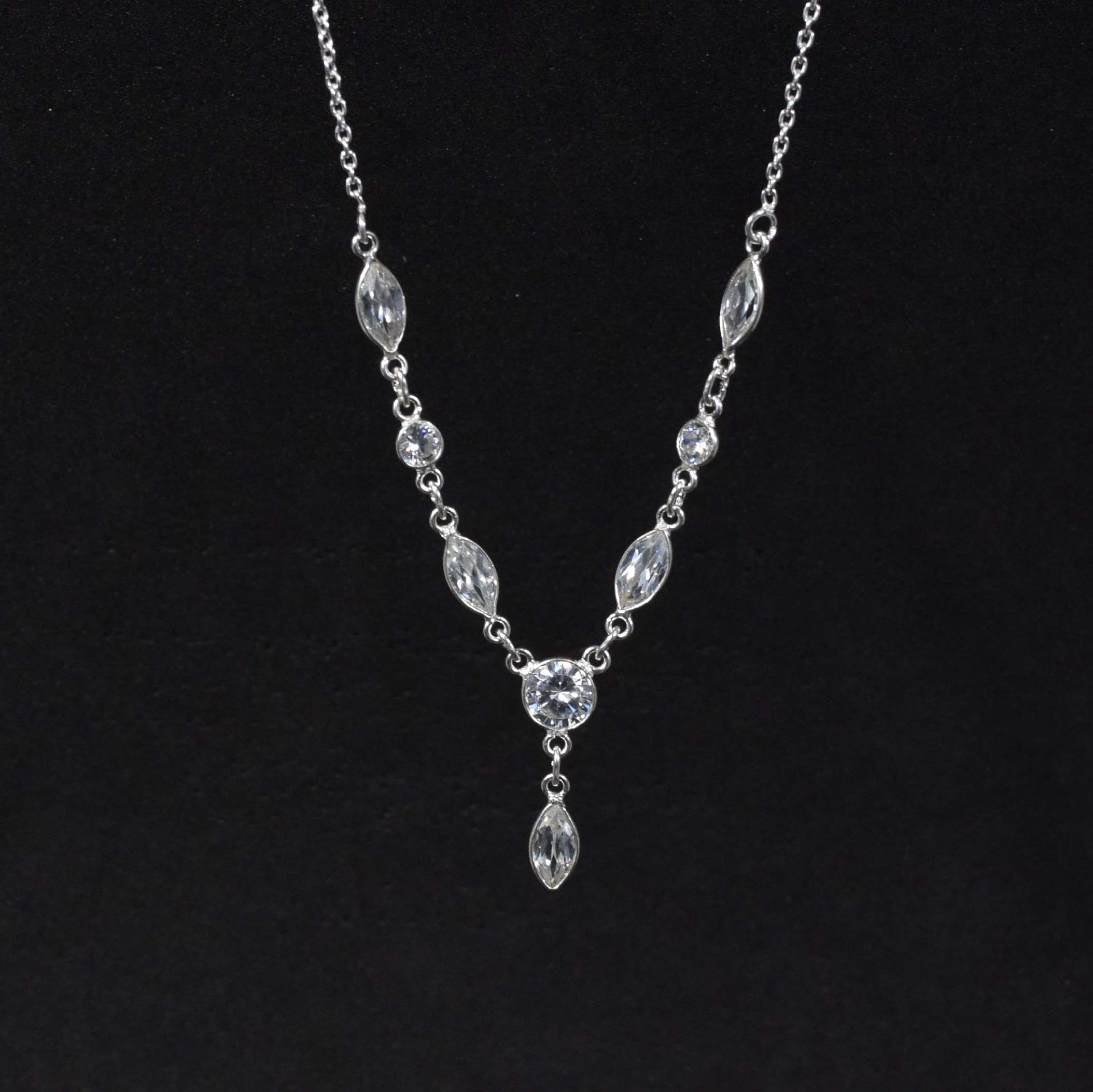 White Topaz Necklace: 925 Sterling Silver Chain, Handmade Jewelry