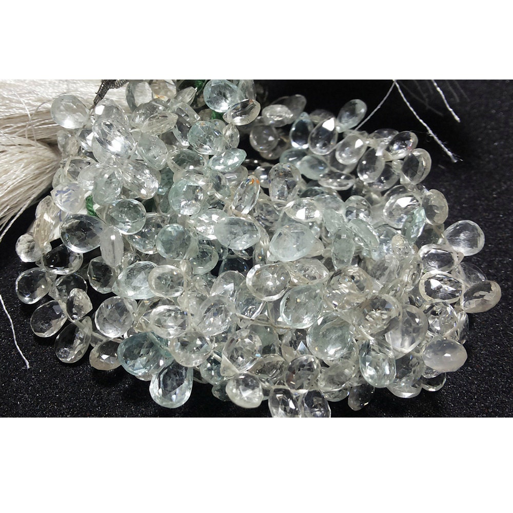 6x8mm White Topaz Faceted Pear, White Topaz Pear Bead For Jewelry, White Topaz Faceted Pear Briolettes (10pcs To 20pcs Options)