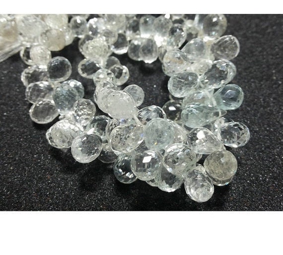 6x8mm White Topaz Faceted Tear Drop, White Topaz Drop Bead For Jewelry, White Topaz Faceted Drop Briolettes (10pcs To 20pcs Options)