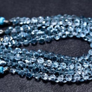 7.50 Inches,super Quality Beautiful Natural Blue Topaz Faceted Onion Briolettes,size Is 4.50-5mm #302 7.50 Inches,super Quality Beautiful Natural Blue Topaz Faceted Onion Briolettes,size Is 4.50-5mm #302