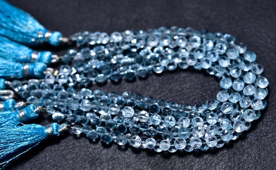 7.50 Inches,super Quality Beautiful Natural Blue Topaz Faceted Onion Briolettes,size Is 4.50-5mm #302