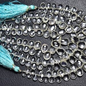 7 Inches,natural Topaz Faceted Pear Very Finest Quality Briolettes,size Is 7x5-8x11mm #303 7 Inches,natural Topaz Faceted Pear Very Finest Quality Briolettes,size Is 7x5-8x11mm #303