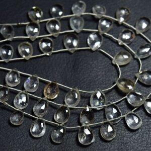 8 Inches - Beautiful Natural Faceted White Topaz Pear Briolette - Size Is 7x10- 9x12 Mm #1955 8 Inches - Beautiful Natural Faceted White Topaz Pear Briolette - Size Is 7x10- 9x12 Mm #1955