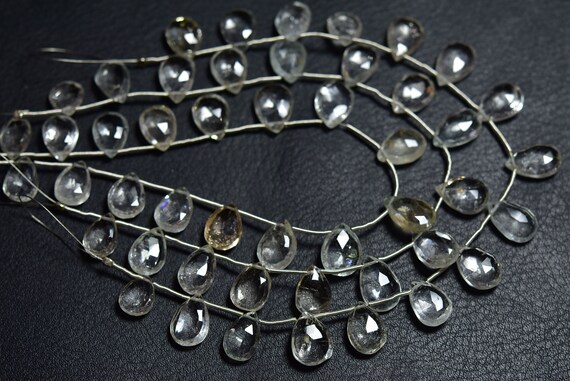 8 Inches - Beautiful Natural Faceted White Topaz Pear Briolette - Size Is 7x10- 9x12 Mm #1955 8 Inches - Beautiful Natural Faceted White Topaz Pear Briolette - Size Is 7x10- 9x12 Mm #1955