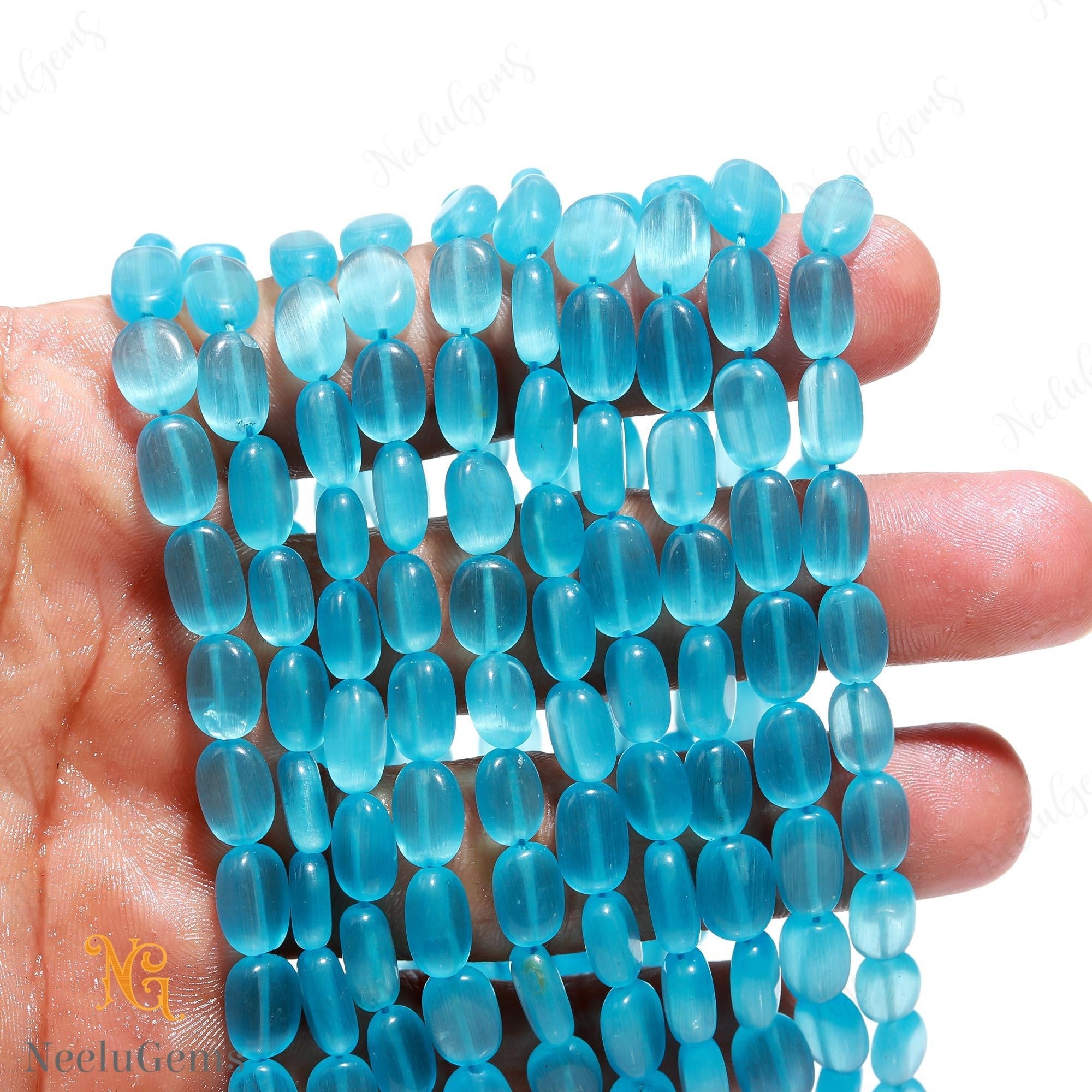 Aaa+ Blue Topaz Smooth Oval Beads,natural Blue Monalisa Plain Oval Beads,12"gemstone Beads For Handmade Jewelry & Craft Making