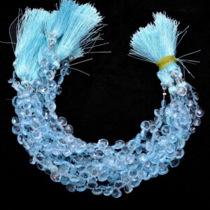 Aaa+ Sky Blue Topaz Gemstone 5mm-6mm Heart Briolette Beads , Natural Fine Blue Topaz Faceted Semi Precious Gemstone Loose Beads , 8" Strand Aaa+ Sky Blue Topaz Gemstone 5mm-6mm Heart Briolette Beads , Natural Fine Blue Topaz Faceted Semi Precious Gemstone Loose Beads , 8" Strand