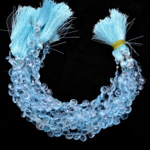 Aaa+ Sky Blue Topaz Gemstone 7mm-8mm Heart Briolette Beads , Natural Fine Blue Topaz Faceted Semi Precious Gemstone Loose Beads , 8" Strand Aaa+ Sky Blue Topaz Gemstone 7mm-8mm Heart Briolette Beads , Natural Fine Blue Topaz Faceted Semi Precious Gemstone Loose Beads , 8" Strand