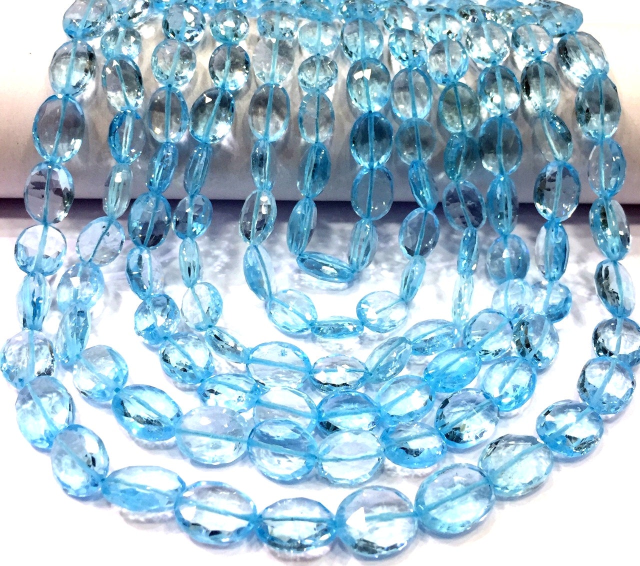 Aaaa+ Rare Natural Sky Blue Topaz Faceted Oval Shape Beads Sky Swiss Topaz Oval Beads Necklace Genuine Topaz Gemstone Beads 6 Layer Necklace Aaaa+ Rare Natural Sky Blue Topaz Faceted Oval Shape Beads Sky Swiss Topaz Oval Beads Necklace Genuine Topaz Gemstone Beads 6 Layer Necklace