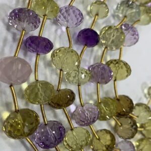 Beautiful Natural Multi Stone Gemstone Beads, 11-12 Mm Bead Size , 11-12 Pieces Concave Cut (lemon Topaz, Purple Amethyst, Green Amethyst) Beautiful Natural Multi Stone Gemstone Beads, 11-12 Mm Bead Size , 11-12 Pieces Concave Cut (lemon Topaz, Purple Amethyst, Green Amethyst)