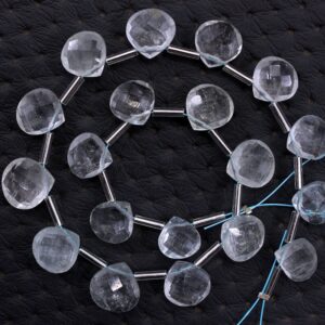 Blue Topaz Gemstone Strand: 19 Faceted Heart Briolette Beads (9-11 Mm) Blue Topaz Gemstone Strand: 19 Faceted Heart Briolette Beads (9-11 Mm)
