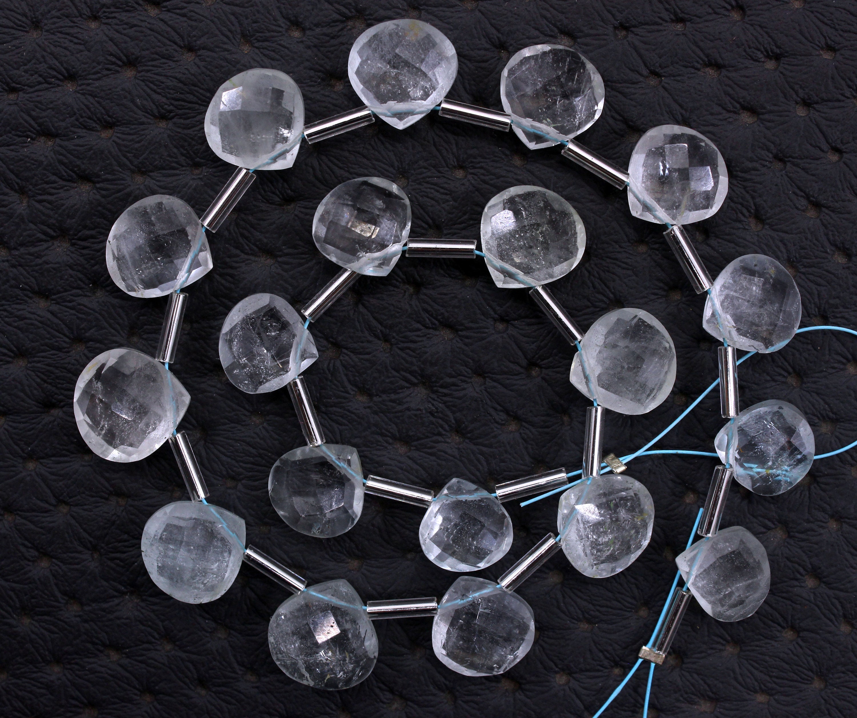 Blue Topaz Gemstone Strand: 19 Faceted Heart Briolette Beads (9-11 Mm)