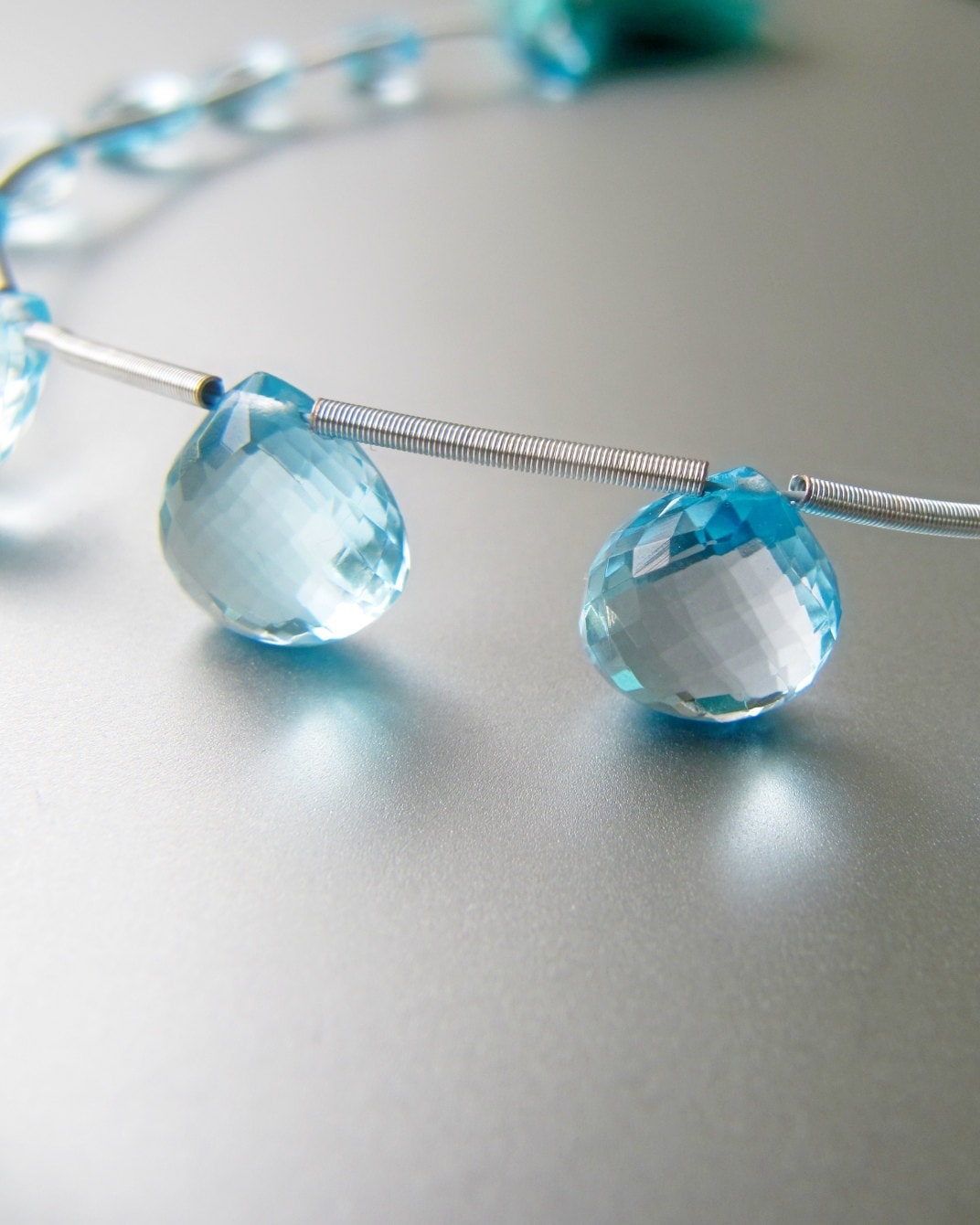 Blue Topaz Hearts • 7-9mm • Aaa Micro Faceted Heart Drops Briolettes • Natural Gemstone • Ice Blue