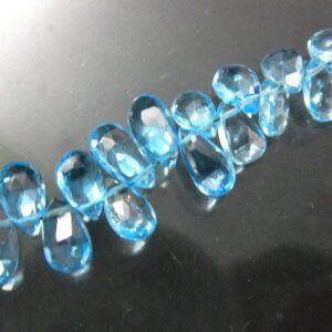 Blue Swiss Topaz Loose Gemstone Faceted Briolette Beads Size- 5x7mm Approx. 25pc-8 Inches Blue Swiss Topaz Loose Gemstone Faceted Briolette Beads Size- 5x7mm Approx. 25pc-8 Inches
