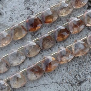 Brown Topaz Gemstone Faceted Briolette Beads | 12-piece Leaf-shape I Size 10x10 Mm | Jewelry Setting (c611) Brown Topaz Gemstone Faceted Briolette Beads | 12-piece Leaf-shape I Size 10x10 Mm | Jewelry Setting (c611)
