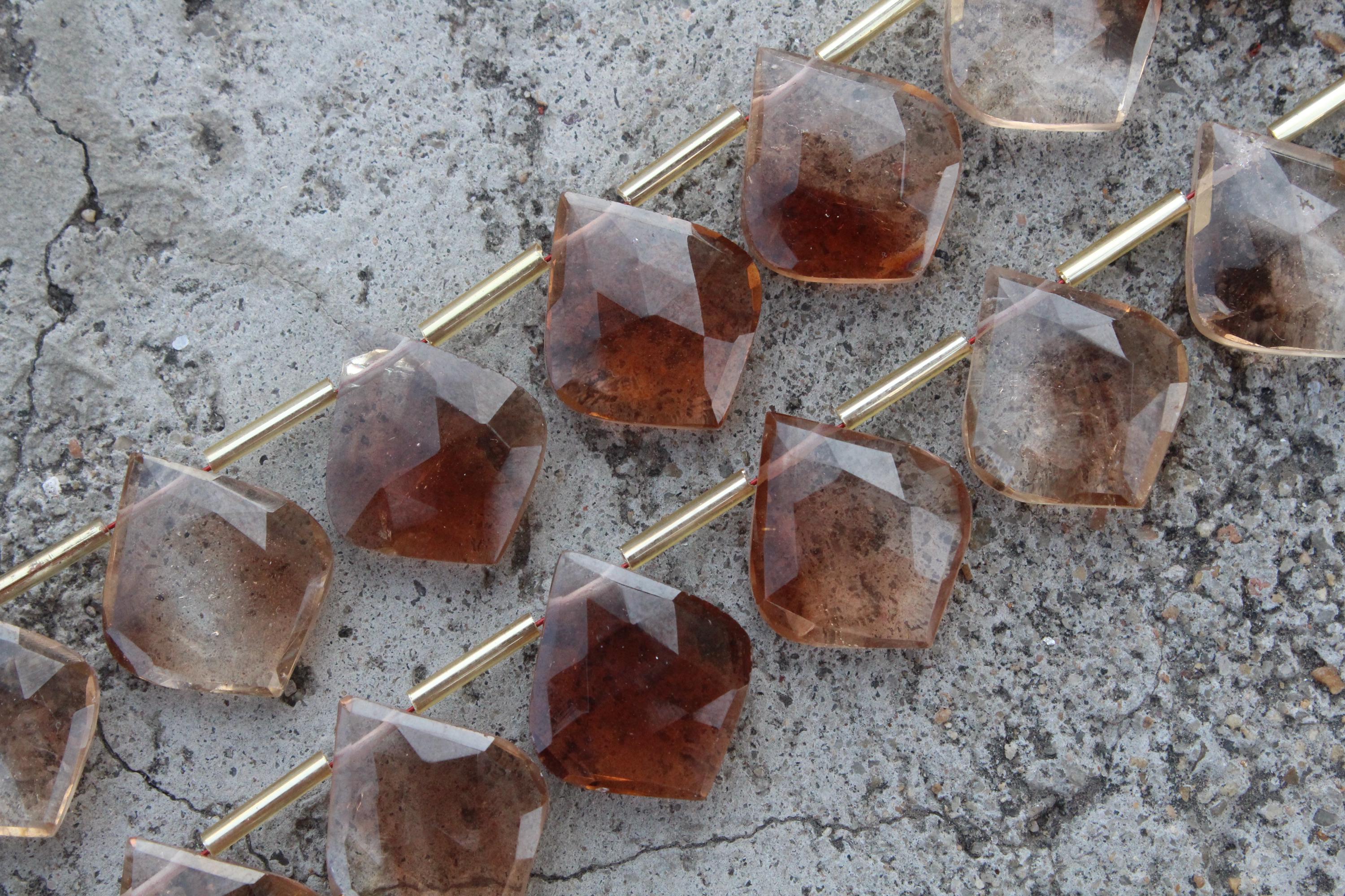 Brown Topaz Gemstone Faceted Briolette Beads | 10-piece Leaf-shape I Size—17-18 Mm | Jewelry Setting (c608)