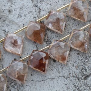 Brown Topaz Gemstone Faceted Briolette Beads | 12-piece Leaf-shaped I Size—15x18 Mm | Jewelry Setting (c606) Brown Topaz Gemstone Faceted Briolette Beads | 12-piece Leaf-shaped I Size—15x18 Mm | Jewelry Setting (c606)