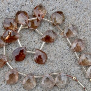 Brown Topaz Gemstone Faceted Briolette Beads | 18-piece Leaf-shaped I Size—11x15 Mm | Jewelry Setting [b182]