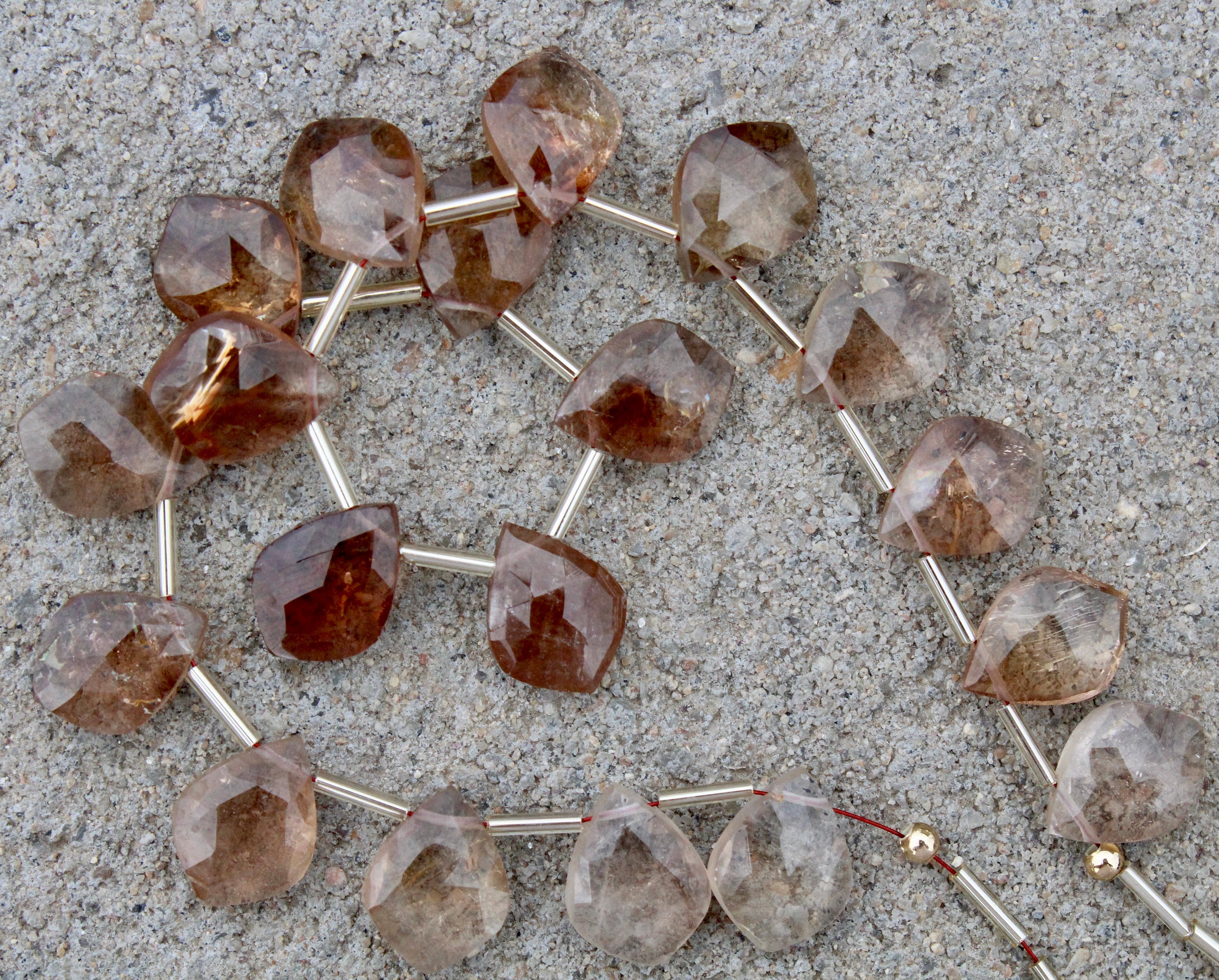 Brown Topaz Gemstone Faceted Briolette Beads | 18-piece Leaf-shaped I Size—11x15 Mm | Jewelry Setting [b182]