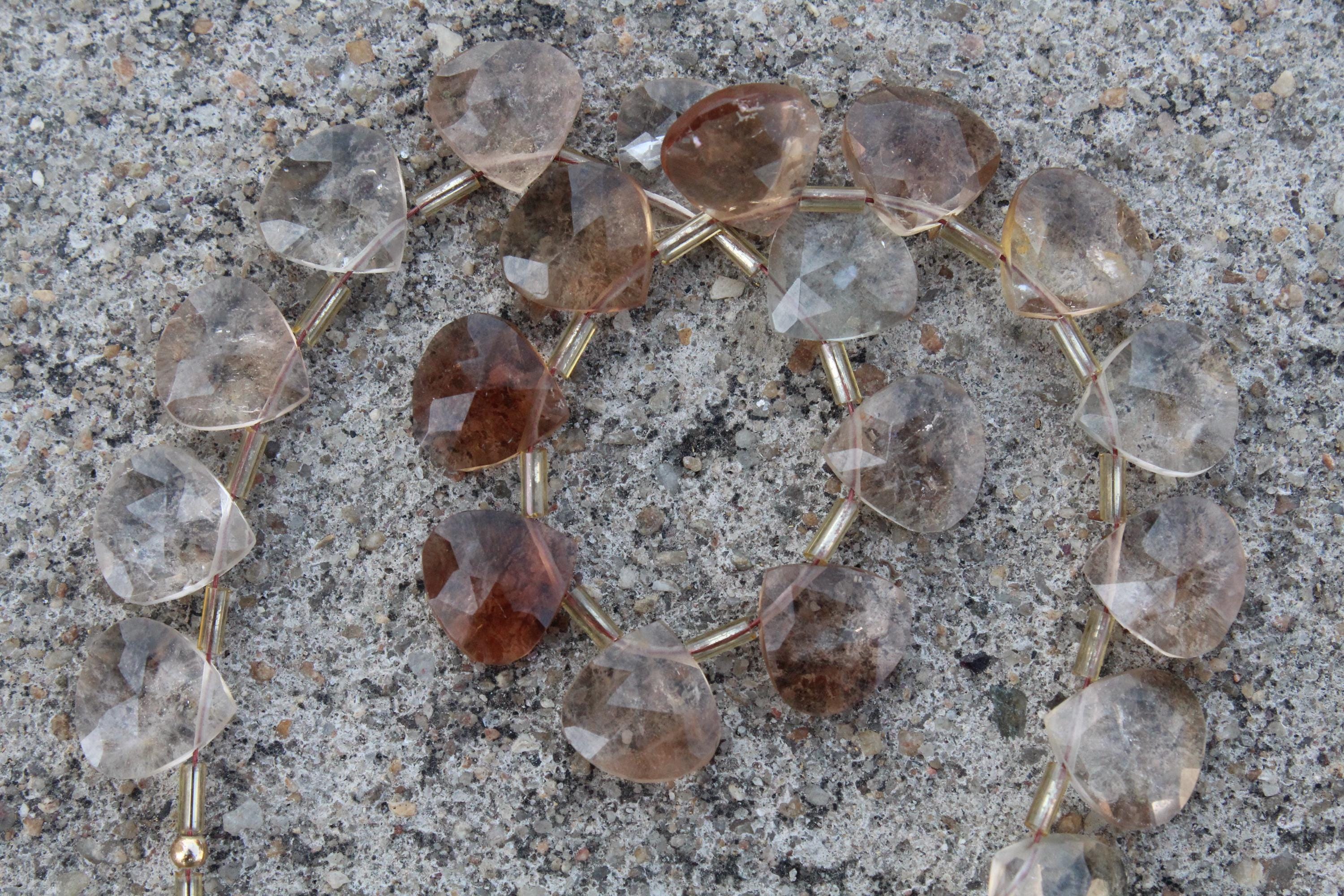 Brown Topaz Gemstone Faceted Briolette Beads | 10-piece Heart I Size 10-11 Mm | Jewelry Setting (c653)