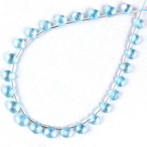 Faceted Blue Topaz Heart Beads: Natural Gemstone Strand (6.5-8mm) Faceted Blue Topaz Heart Beads: Natural Gemstone Strand (6.5-8mm)