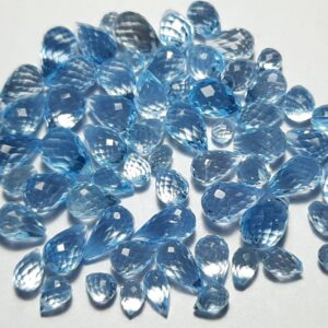 Faceted Sky Blue Topaz Drops: Mixed Size Gemstone Beads (3x5 To 8x12 Mm) Faceted Sky Blue Topaz Drops: Mixed Size Gemstone Beads (3x5 To 8x12 Mm)