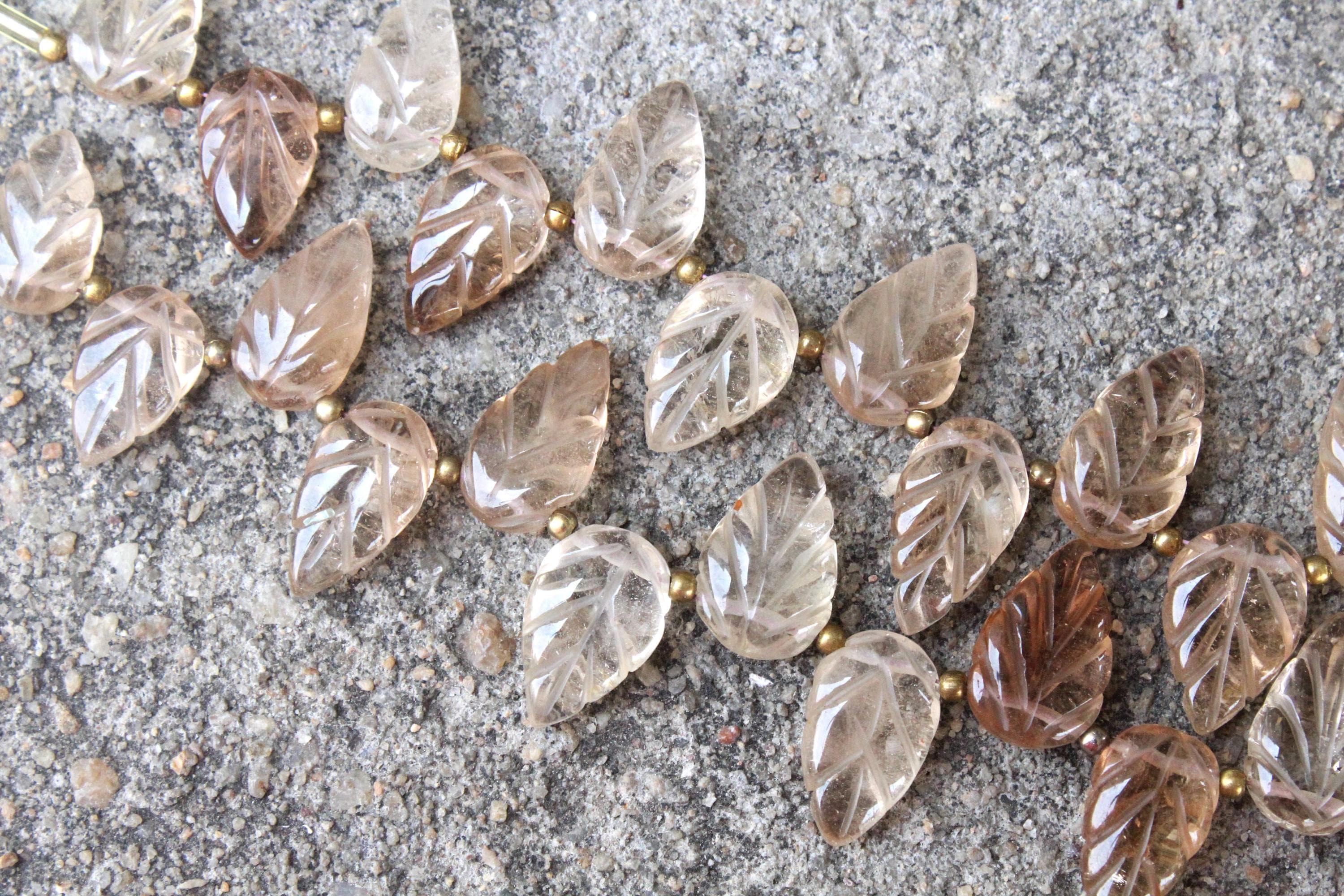 Topaz Gemstone Carbin Briolette Beads , 12-piece Leaf I Size—13 - 18 Mm , Jewelry Setting (c930)
