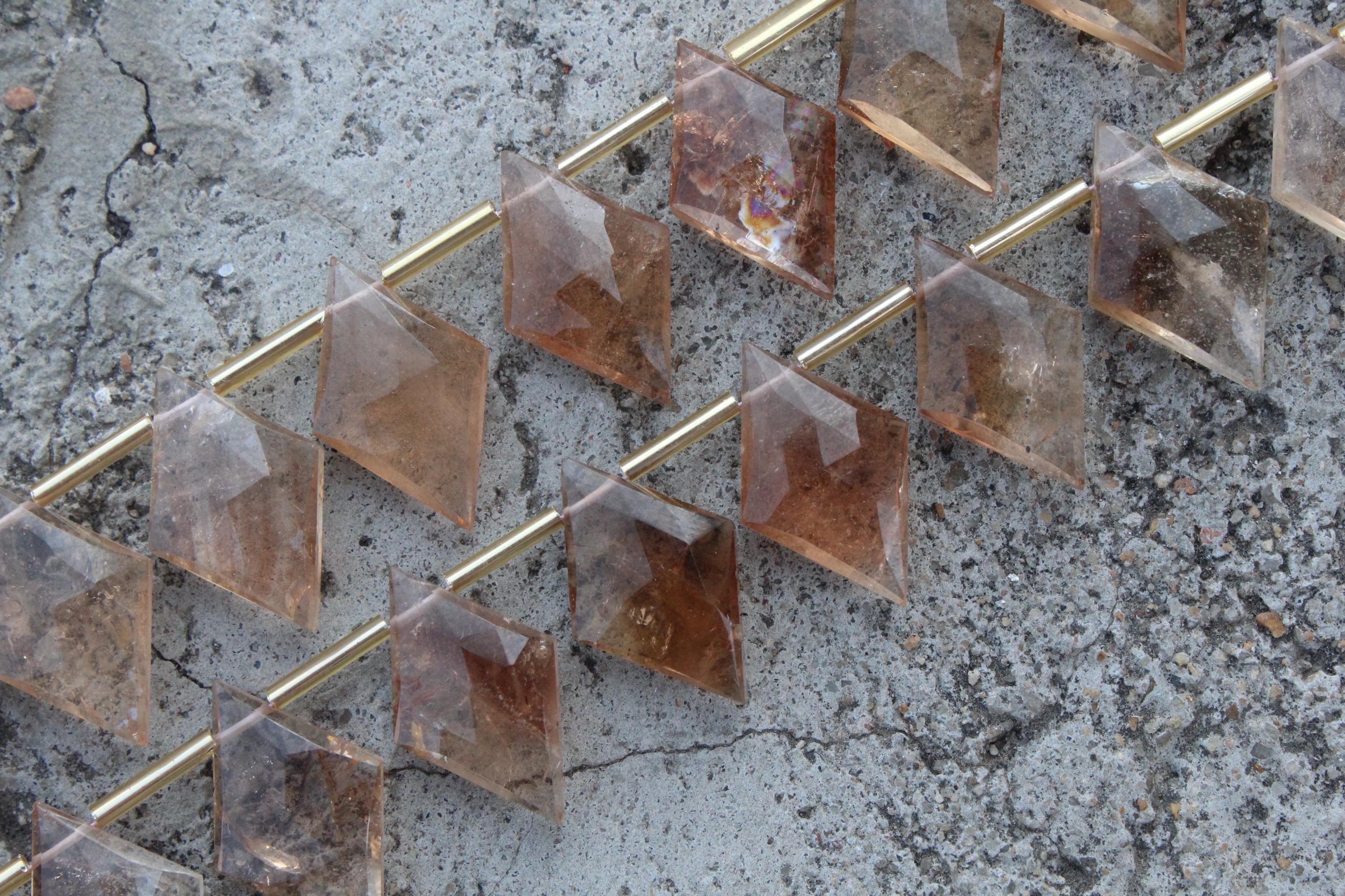 Topaz Gemstone Faceted Briolette Beads | 10-piece Rhombus-shape I Size 13x21 Mm | Jewelry Setting (c615)