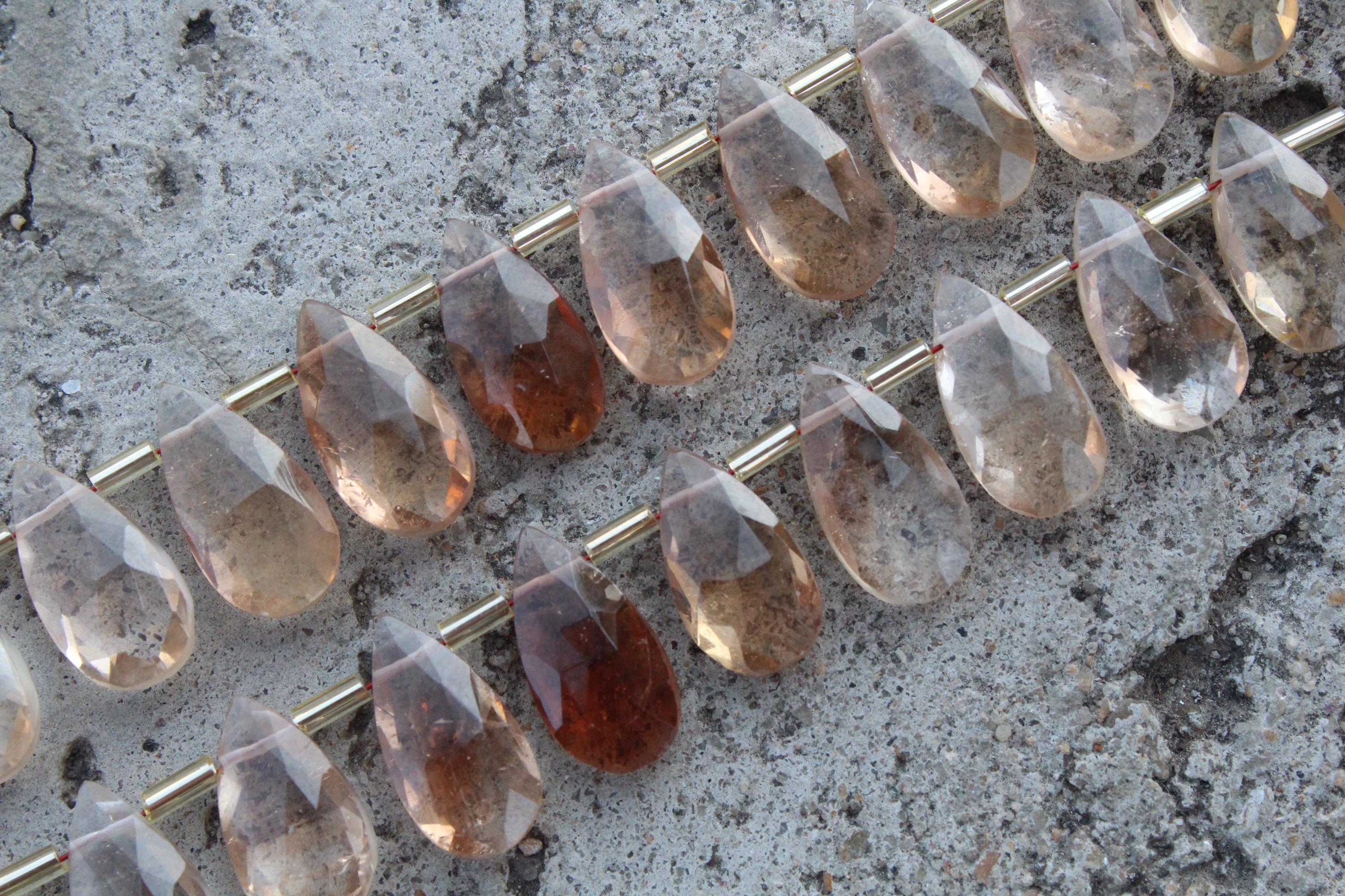 Topaz Gemstone Faceted Briolette Beads | 10-piece Pear-shape I Size—7x15 Mm | Jewelry Setting (c610)