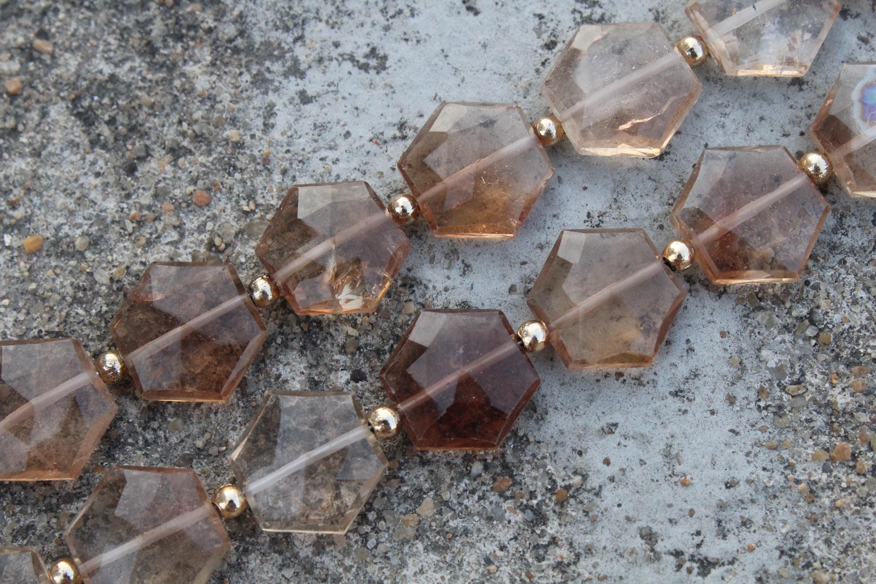Topaz Gemstone Faceted Briolette Beads I 10 Pieces Hexagon-shaped I Size 13x15 Mm App. I Jewelry Setting [c424]