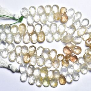 Imperial Topaz Pear Beads - 8 Inches - Natural Beautiful Faceted Imperial Topaz Pear Briolette - Size Is 7x10- 7.5x13 Mm #566 Imperial Topaz Pear Beads - 8 Inches - Natural Beautiful Faceted Imperial Topaz Pear Briolette - Size Is 7x10- 7.5x13 Mm #566