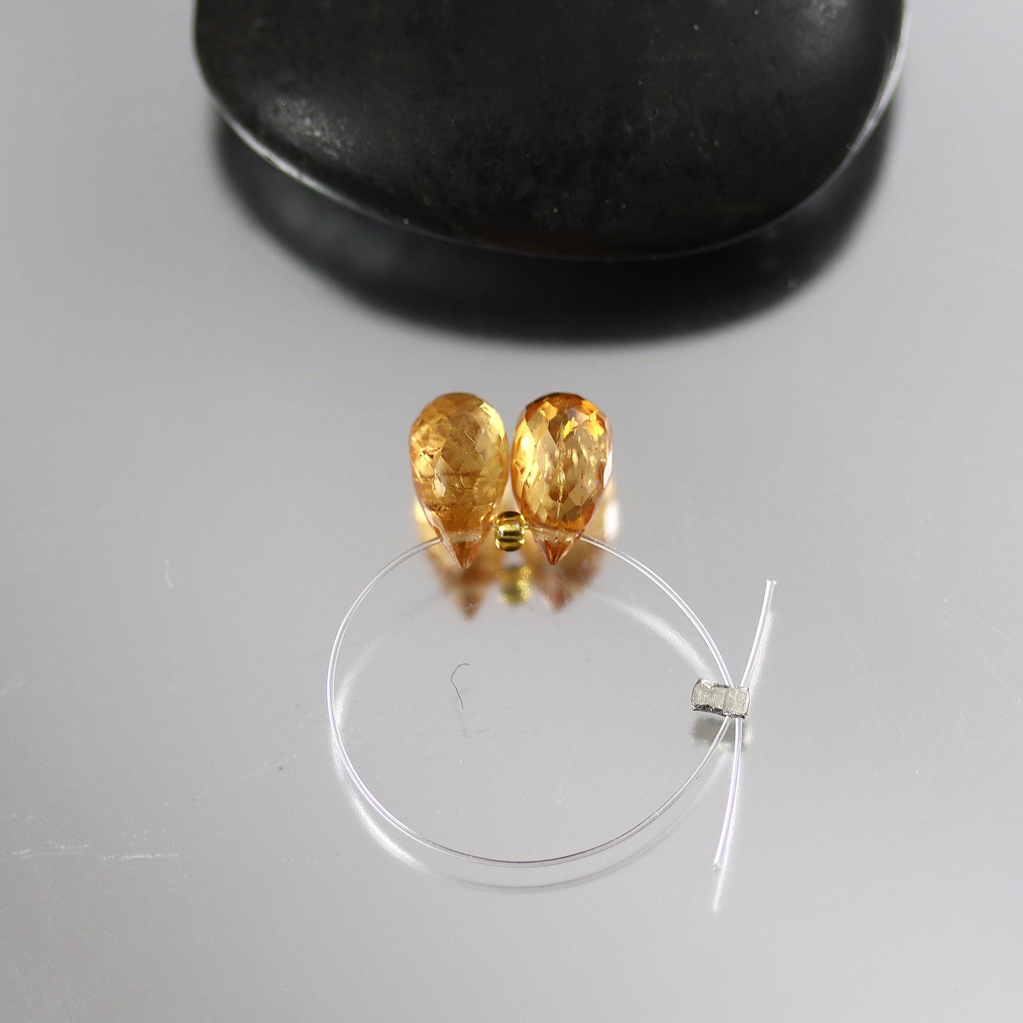 Imperial Topaz Teardrop Briolette Beads - Pair - 8.5mm