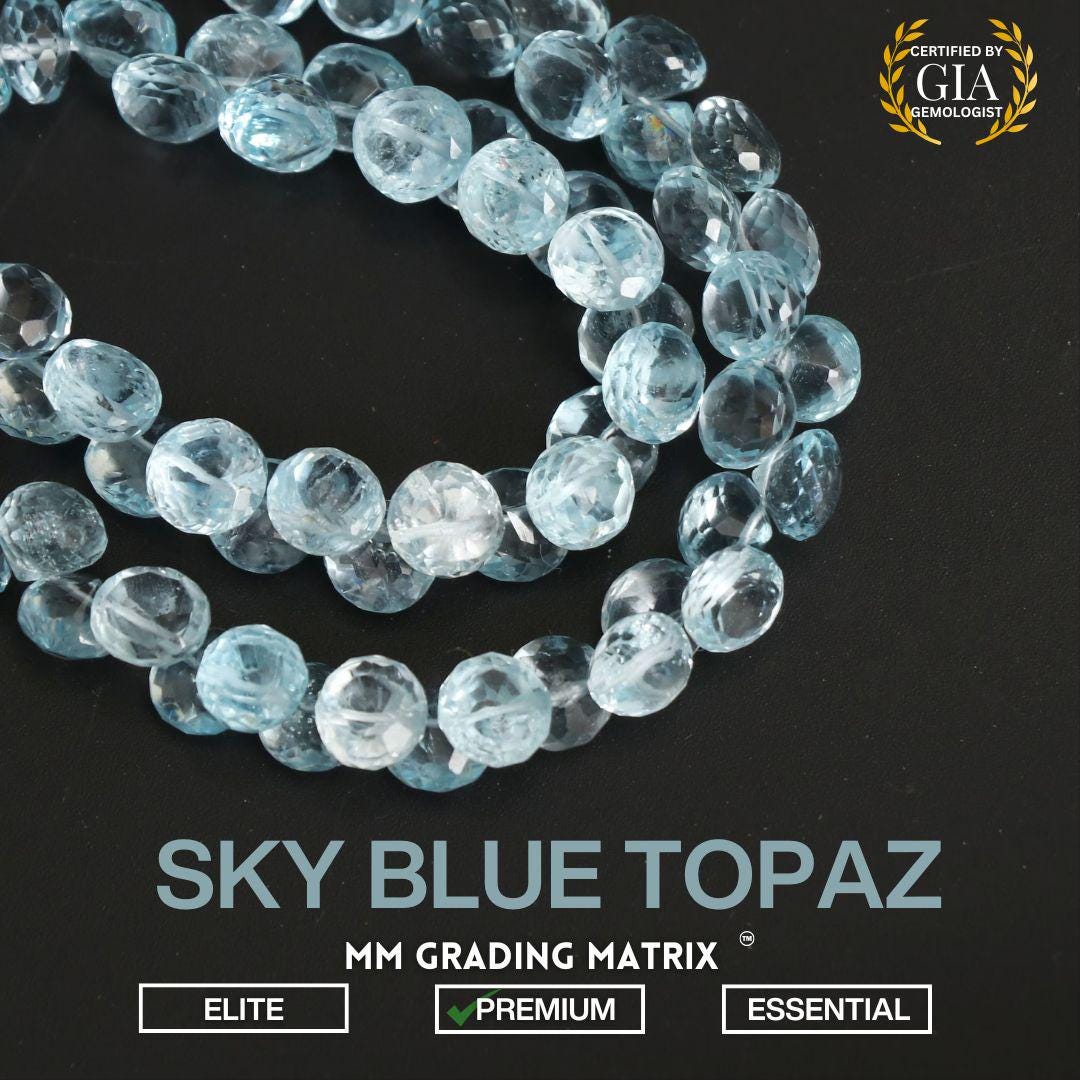 Sky Blue Topaz Gemstone Beads, 6x7.5 Mm Sky Blue Topaz Faceted Onion Cut Beads, Natural Topaz Beads, Blue Topaz Briolette Beads Strand 8"