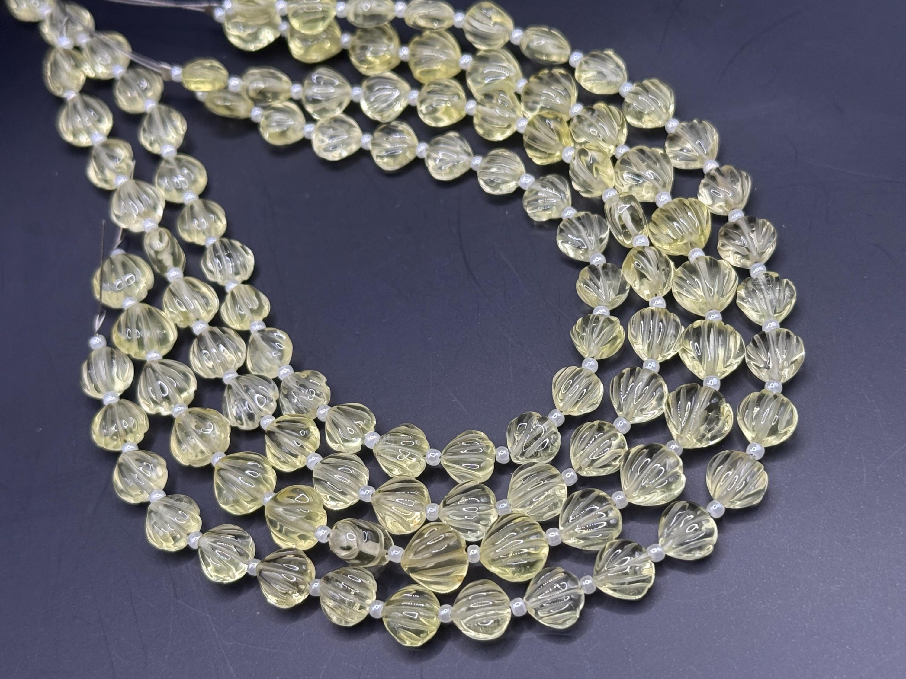 Smooth Lemon Topaz Carved Shell Shaped Beads