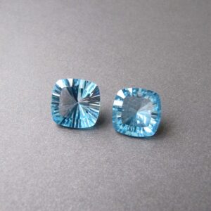 Square Swiss Blue Topaz Briolettes Drilled Front to Back • 1 pair • 13mm • Use 26ga • Natural Gemstone • Sparkling Vivid Blue Square Swiss Blue Topaz Briolettes Drilled Front to Back • 1 pair • 13mm • Use 26ga • Natural Gemstone • Sparkling Vivid Blue