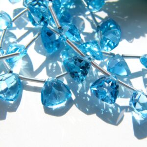 Swiss blue topaz • Trillion cut • 6.50-8mm • AAA micro faceted pyramid drops • Natural Topaz • bright blue gemstone • Focal beads STUNNING
