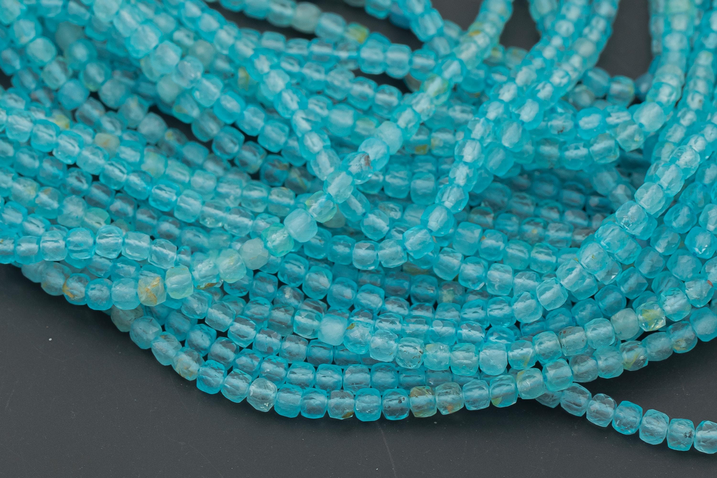 Swiss Blue Topaz Faceted Cube Beads Size 4mm And 5mm 15.5" Strand