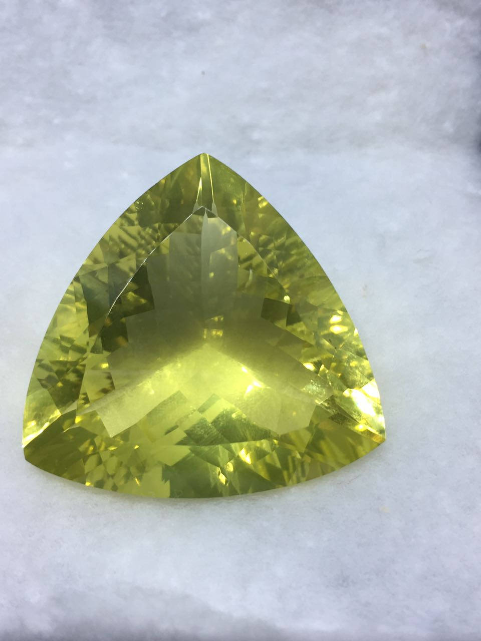 Undrilled Finest Quality Lemon Topaz Trillion Shape Briolette Cut Cabochons Stone 94 Ct. Loose Gemstone Size- 35mm For Jewelry Making Craft