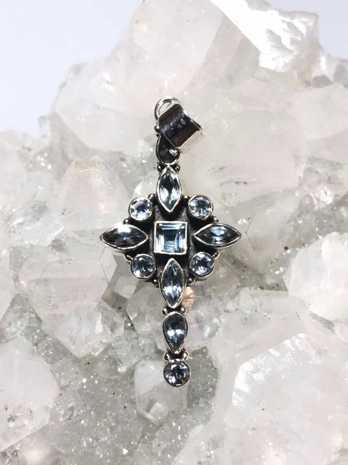 Blue Topaz Cross Pendant